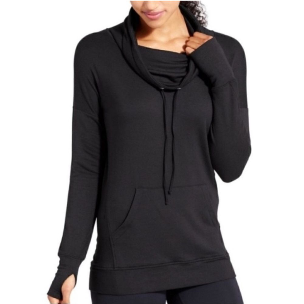 Athleta Black Modal Cowlneck French Terry Tunic Top